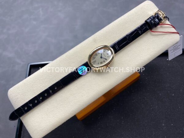 DR Factory Cartier Baignoire WGBA0007 31.4mm Yellow Gold Leather Strap Silver Dial