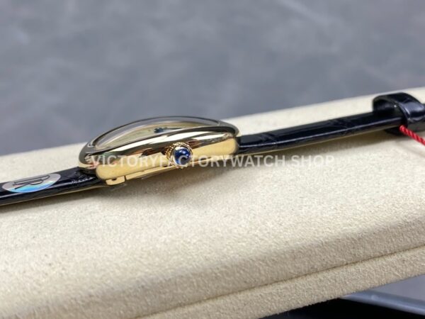 DR Factory Cartier Baignoire WGBA0007 31.4mm Yellow Gold Leather Strap Silver Dial