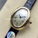DR Factory Cartier Baignoire WGBA0007 31.4mm Yellow Gold Leather Strap Silver Dial
