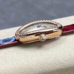 DR Factory Cartier Baignoire WJBA0031 31.4mm Rose Gold Red Leather  Strap Diamond Bezel Roman Numerals Silver Dial