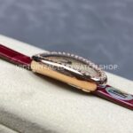 DR Factory Cartier Baignoire WJBA0031 31.4mm Rose Gold Red Leather  Strap Diamond Bezel Roman Numerals Silver Dial