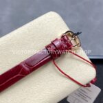 DR Factory Cartier Baignoire WJBA0031 31.4mm Rose Gold Red Leather  Strap Diamond Bezel Roman Numerals Silver Dial
