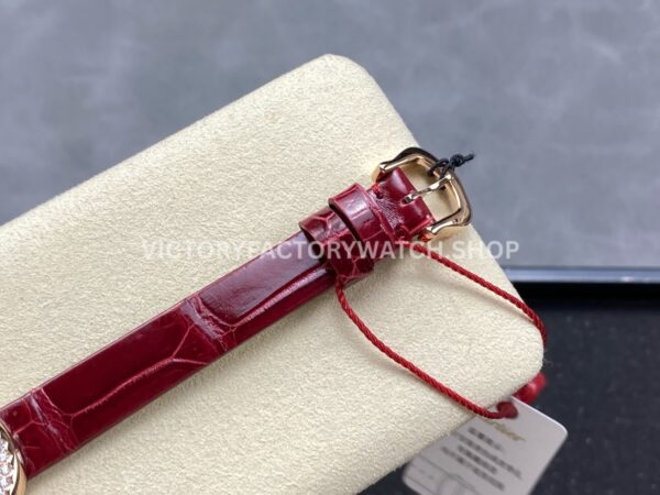DR Factory Cartier Baignoire WJBA0031 31.4mm Rose Gold Red Leather  Strap Diamond Bezel Roman Numerals Silver Dial
