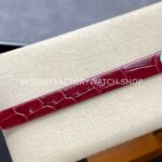DR Factory Cartier Baignoire WJBA0031 31.4mm Rose Gold Red Leather  Strap Diamond Bezel Roman Numerals Silver Dial