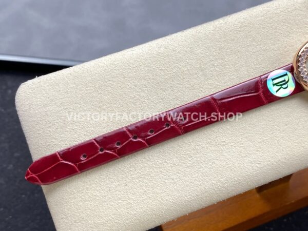 DR Factory Cartier Baignoire WJBA0031 31.4mm Rose Gold Red Leather  Strap Diamond Bezel Roman Numerals Silver Dial