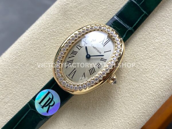 DR Factory Cartier Baignoire WJBA0038 31.4mm Yellow Gold Diamond Bezel Roman Numerals Silver Dial