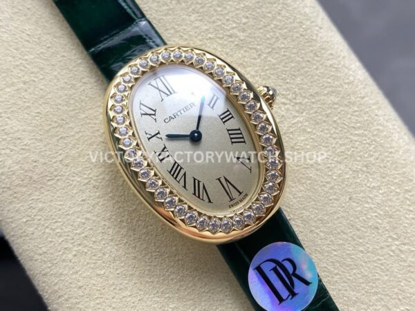 DR Factory Cartier Baignoire WJBA0038 31.4mm Yellow Gold Diamond Bezel Roman Numerals Silver Dial