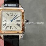 F1 Factory Cartier Santos Dumont W2SA0011 31.4mm Steel Leather Strap Roman Numerals Silver Dial (1) F1 Factory Cartier Santos Dumont WGSA0091 silver dial leather strap