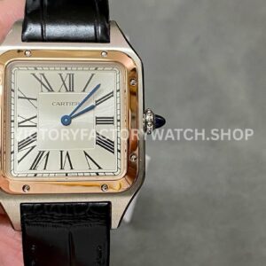 F1 Factory Cartier Santos Dumont W2SA0011 31.4mm Steel Leather Strap Roman Numerals Silver Dial (1) F1 Factory Cartier Santos Dumont WGSA0091 silver dial leather strap