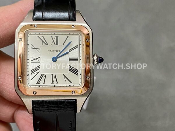 F1 Factory Cartier Santos Dumont W2SA0011 31.4mm Steel Leather Strap Roman Numerals Silver Dial (1) F1 Factory Cartier Santos Dumont WGSA0091 silver dial leather strap