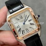 F1 Factory Cartier Santos Dumont W2SA0011 31.4mm Steel Leather Strap Roman Numerals Silver Dial ( (3) F1 Factory Cartier Santos Dumont W2SA0011 31.4mm Rose Gold Bezel Leather Strap Roman Numerals Silver Dial
