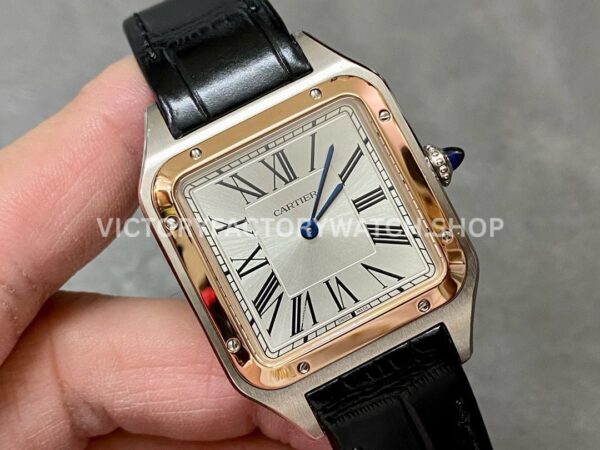 F1 Factory Cartier Santos Dumont W2SA0011 31.4mm Steel Leather Strap Roman Numerals Silver Dial ( (3) F1 Factory Cartier Santos Dumont W2SA0011 31.4mm Rose Gold Bezel Leather Strap Roman Numerals Silver Dial