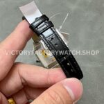 F1 Factory Cartier Santos Dumont W2SA0012 27.5mm Rose Gold Leather Strap Roman Numerals Silver Dial (4) F1 Factory Cartier Santos Dumont W2SA0012 27.5mm Rose Gold Bezel Leather Strap Roman Numerals Silver Dial