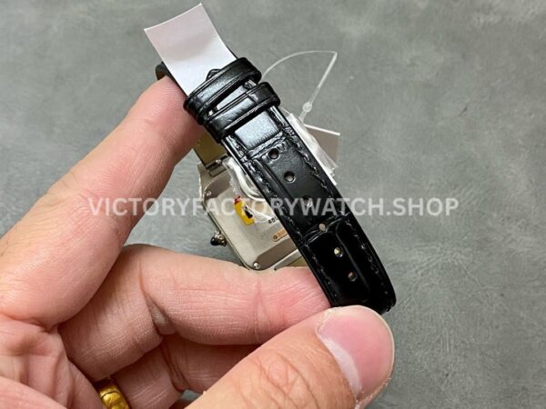 F1 Factory Cartier Santos Dumont W2SA0012 27.5mm Rose Gold Bezel Leather Strap Roman Numerals Silver Dial