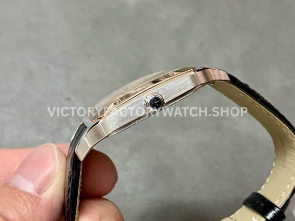 F1 Factory Cartier Santos Dumont W2SA0017 33.9mm Steel Leather Strap Roman Numerals Silver Dial ( (4) F1 Factory Cartier Santos Dumont W2SA0017 33.9mm Rose Gold Bezel Leather Strap Roman Numerals Silver Dial