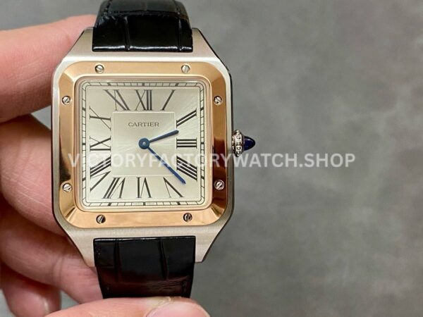 F1 Factory Cartier Santos Dumont W2SA0017 33.9mm Steel Leather Strap Roman Numerals Silver Dial ( (6) F1 Factory Cartier Santos Dumont WGSA0077 silver dial leather strap