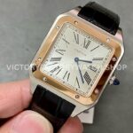 F1 Factory Cartier Santos Dumont W2SA0017 33.9mm Steel Leather Strap Roman Numerals Silver Dial ( (7) F1 Factory Cartier Santos Dumont W2SA0017 33.9mm Rose Gold Bezel Leather Strap Roman Numerals Silver Dial