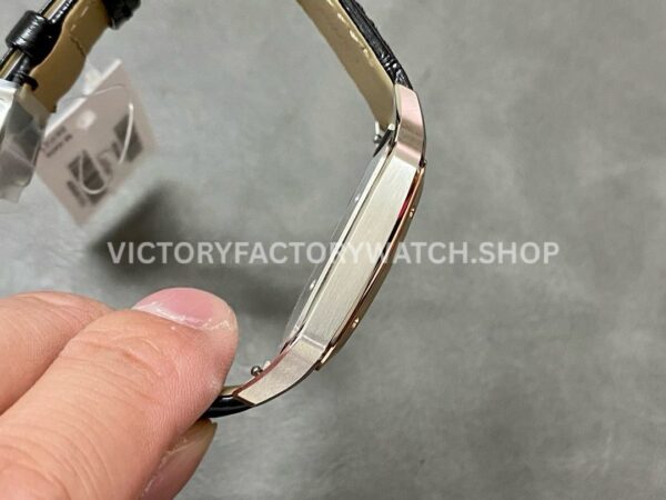 F1 Factory Cartier Santos Dumont W2SA0017 33.9mm Steel Leather Strap Roman Numerals Silver Dial ( (8) F1 Factory Cartier Santos Dumont W2SA0017 33.9mm Rose Gold Bezel Leather Strap Roman Numerals Silver Dial