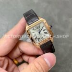F1 Factory Cartier Santos Dumont WGSA0022 27.5mm Rose Gold Leather Strap Roman Numerals Silve F1 Factory Cartier Santos Dumont WGSA0022 27.5mm Rose Gold Leather Strap Roman Numerals Silver Dial