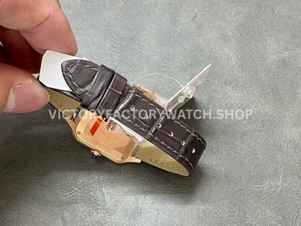 F1 Factory Cartier Santos Dumont WGSA0022 27.5mm Rose Gold Leather Strap Roman Numerals Silve (3) F1 Factory Cartier Santos Dumont WGSA0022 27.5mm Rose Gold Leather Strap Roman Numerals Silver Dial