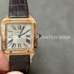 F1 Factory Cartier Santos Dumont WGSA0022 27.5mm Rose Gold Leather Strap Roman Numerals Silve (4) F1 Factory Cartier Santos Dumont WGSA0022 silver dial leather strap