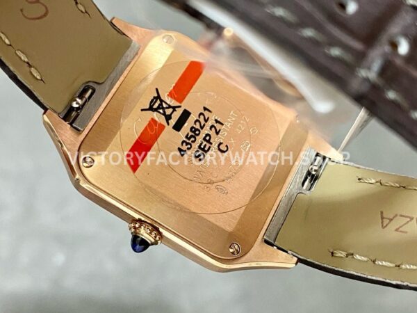 F1 Factory Cartier Santos Dumont WGSA0022 27.5mm Rose Gold Leather Strap Roman Numerals Silve (6) F1 Factory Cartier Santos Dumont WGSA0022 27.5mm Rose Gold Leather Strap Roman Numerals Silver Dial