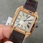 F1 Factory Cartier Santos Dumont WGSA0022 27.5mm Rose Gold Leather Strap Roman Numerals Silve (7) F1 Factory Cartier Santos Dumont WGSA0022 27.5mm Rose Gold Leather Strap Roman Numerals Silver Dial