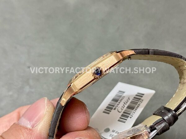 F1 Factory Cartier Santos Dumont WGSA0022 27.5mm Rose Gold Leather Strap Roman Numerals Silver (1) F1 Factory Cartier Santos Dumont WGSA0022 27.5mm Rose Gold Leather Strap Roman Numerals Silver Dial