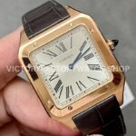 F1 Factory Cartier Santos Dumont WGSA0032 33.9mm Rose Gold Leather Strap Roman Numerals Silve F1 Factory Cartier Santos Dumont WGSA0032 33.9mm Rose Gold Leather Strap Roman Numerals Silver Dial