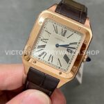 F1 Factory Cartier Santos Dumont WGSA0032 33.9mm Rose Gold Leather Strap Roman Numerals Silve (5) F1 Factory Cartier Santos Dumont WGSA0032 33.9mm Rose Gold Leather Strap Roman Numerals Silver Dial