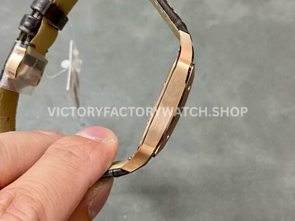 F1 Factory Cartier Santos Dumont WGSA0032 33.9mm Rose Gold Leather Strap Roman Numerals Silve (6) F1 Factory Cartier Santos Dumont WGSA0032 33.9mm Rose Gold Leather Strap Roman Numerals Silver Dial