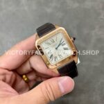 F1 Factory Cartier Santos Dumont WGSA0032 33.9mm Rose Gold Leather Strap Roman Numerals Silver (1) F1 Factory Cartier Santos Dumont WGSA0032 33.9mm Rose Gold Leather Strap Roman Numerals Silver Dial