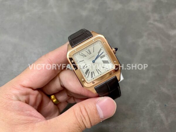 F1 Factory Cartier Santos Dumont WGSA0032 33.9mm Rose Gold Leather Strap Roman Numerals Silver (1) F1 Factory Cartier Santos Dumont WGSA0032 33.9mm Rose Gold Leather Strap Roman Numerals Silver Dial