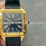 F1 Factory Cartier Santos Dumont WGSA0077 black dial leather strap