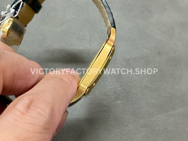 F1 Factory Cartier Santos Dumont WGSA0077 31.4mm Yellow Gold Leather Strap Roman Numerals Black Dial