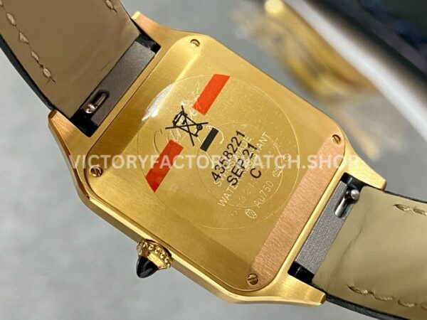 F1 Factory Cartier Santos Dumont WGSA0077 31.4mm Yellow Gold Leather Strap Roman Numerals Black Dial