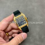 F1 Factory Cartier Santos Dumont WGSA0077 31.4mm Yellow Gold Leather Strap Roman Numerals Black Dial