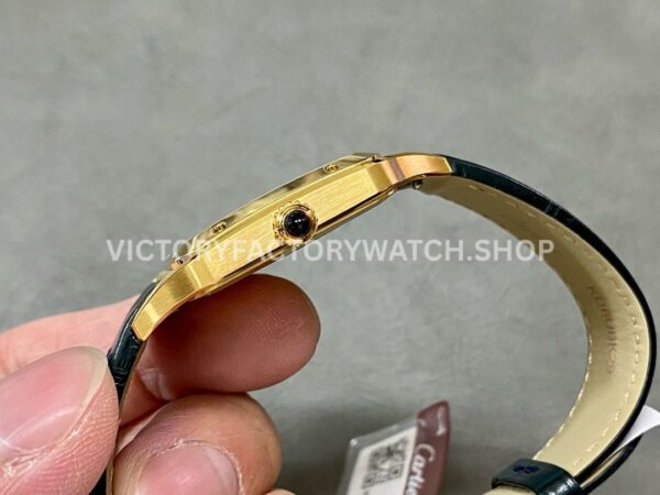 F1 Factory Cartier Santos Dumont WGSA0077 31.4mm Yellow Gold Leather Strap Roman Numerals Black Dial
