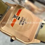 F1 Factory Cartier Santos Dumont WHSA0021 31.4mm Rose Gold Leather Strap Roman Numerals Silver Dial