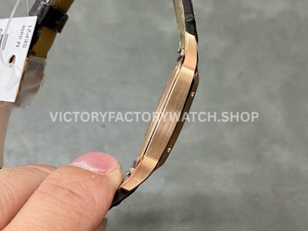 F1 Factory Cartier Santos Dumont WHSA0021 31.4mm Rose Gold Leather Strap Roman Numerals Silver Dial