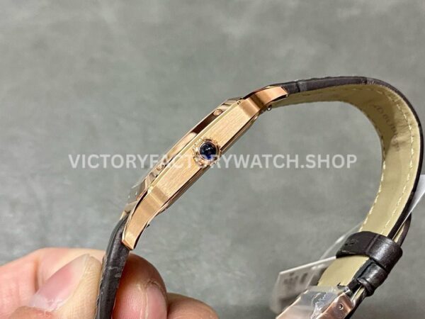 F1 Factory Cartier Santos Dumont WHSA0021 31.4mm Rose Gold Leather Strap Roman Numerals Silver Dial