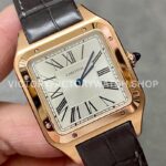 F1 Factory Cartier Santos Dumont WHSA0021 31.4mm Rose Gold Leather Strap Roman Numerals Silver Dial