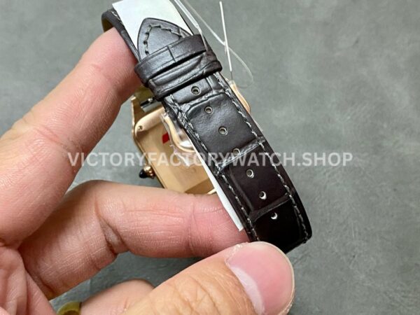 F1 Factory Cartier Santos Dumont WHSA0021 31.4mm Rose Gold Leather Strap Roman Numerals Silver Dial