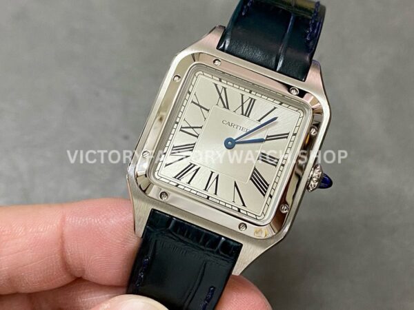 F1 Factory Cartier Santos Dumont WSSA0022 31.4mm Steel Leather Strap Roman Numerals Silver Dial