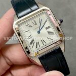 F1 Factory Cartier Santos Dumont WSSA0022 31.4mm Steel Leather Strap Roman Numerals Silver Dial
