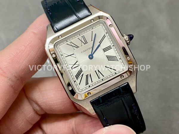 F1 Factory Cartier Santos Dumont WSSA0022 31.4mm Steel Leather Strap Roman Numerals Silver Dial