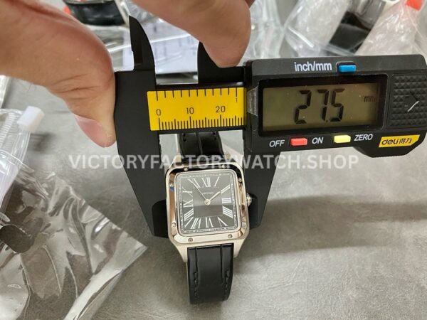 F1 Factory Cartier Santos Dumont WSSA0023 27.5mm Steel Leather Strap Roman Numerals Black Dial (2) F1 Factory Cartier Santos Dumont WSSA0023 27.5mm Steel Leather Strap Roman Numerals Black Dial