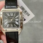 F1 Factory Cartier Santos Dumont WSSA0023 27.5mm Steel Leather Strap Roman Numerals Black Dial (3) F1 Factory Cartier Santos Dumont WSSA0025 black dial leather strap