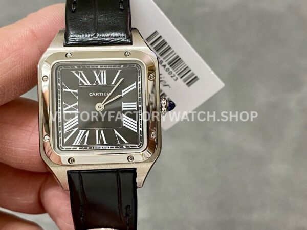 F1 Factory Cartier Santos Dumont WSSA0023 27.5mm Steel Leather Strap Roman Numerals Black Dial (3) F1 Factory Cartier Santos Dumont WSSA0025 black dial leather strap