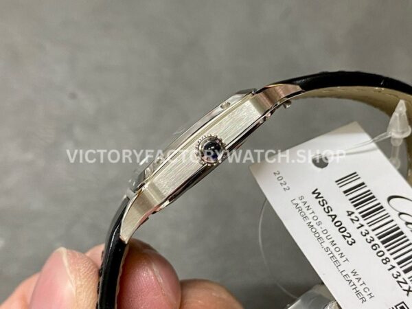 F1 Factory Cartier Santos Dumont WSSA0023 27.5mm Steel Leather Strap Roman Numerals Black Dial (8) F1 Factory Cartier Santos Dumont WSSA0023 27.5mm Steel Leather Strap Roman Numerals Black Dial